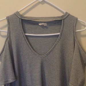 Women’s open shoulder stripped shirt